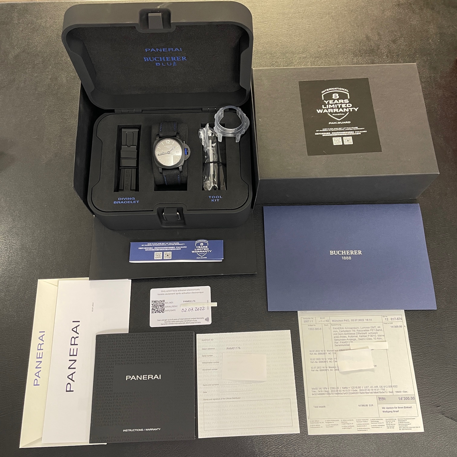 Panerai - Luminor GMT PAM01176 - FULLSET 2022 - Ref. OP7387 BUCHERER BLUE