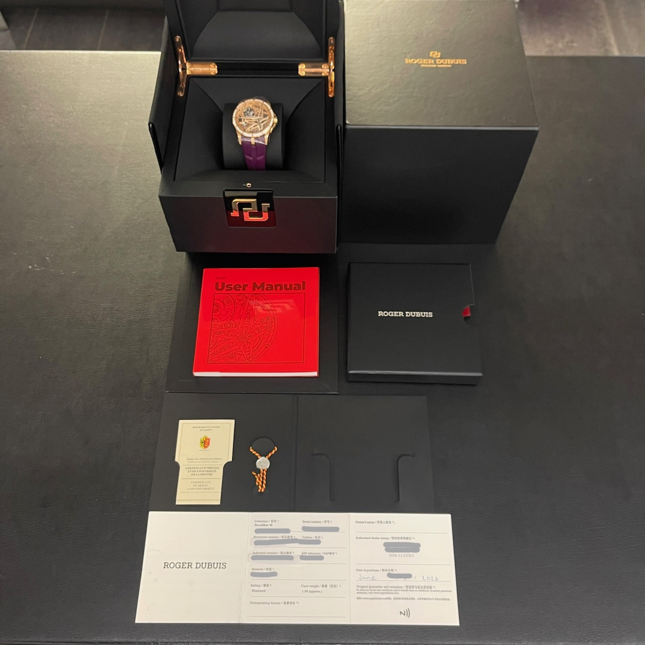 Roger Dubuis - Excalibur Monobalancier Rosé - Brillantbesatz - NEUWARE - FULLSET 2026 - Ref. RDDBEX0953
