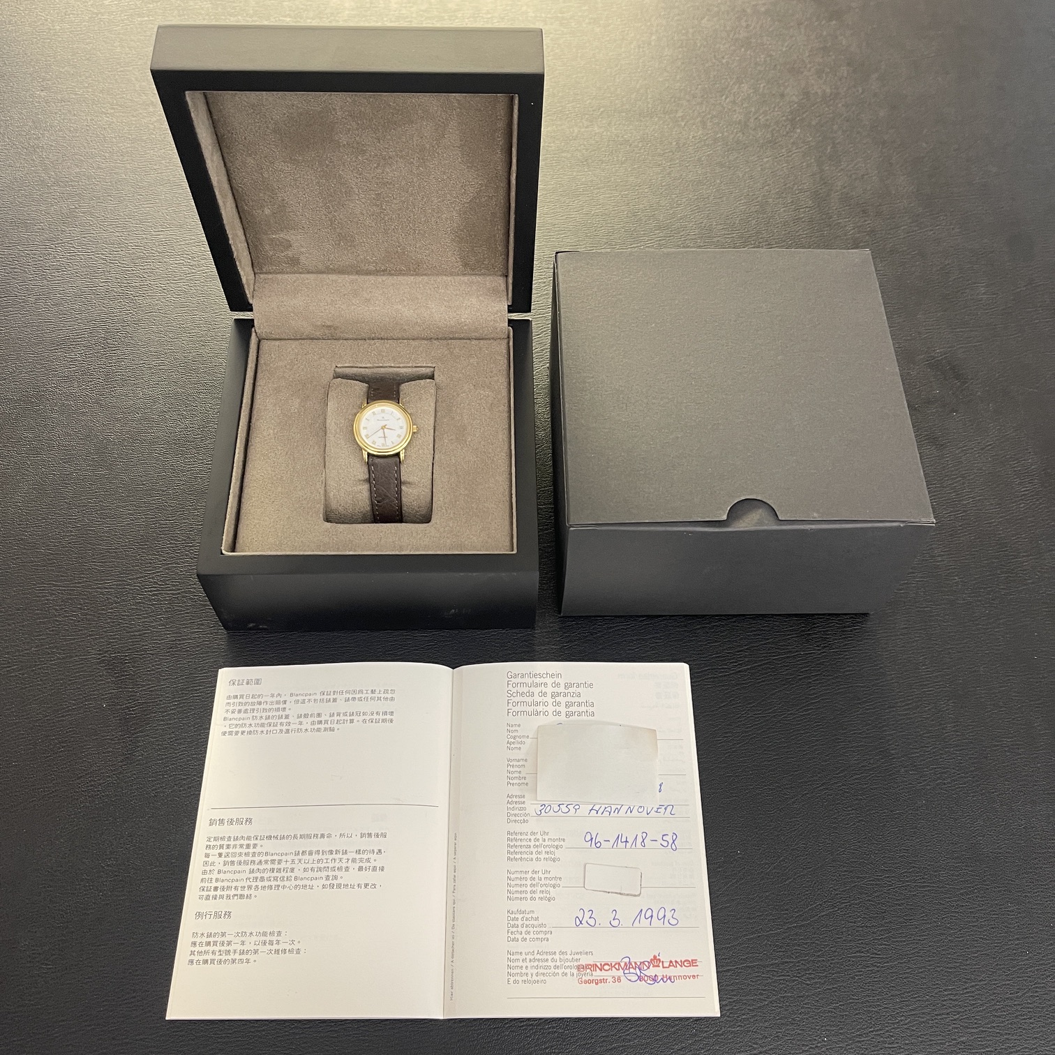 Blancpain - Villeret Automatik - Papiere 1993 - Ref. 96-1418-58
