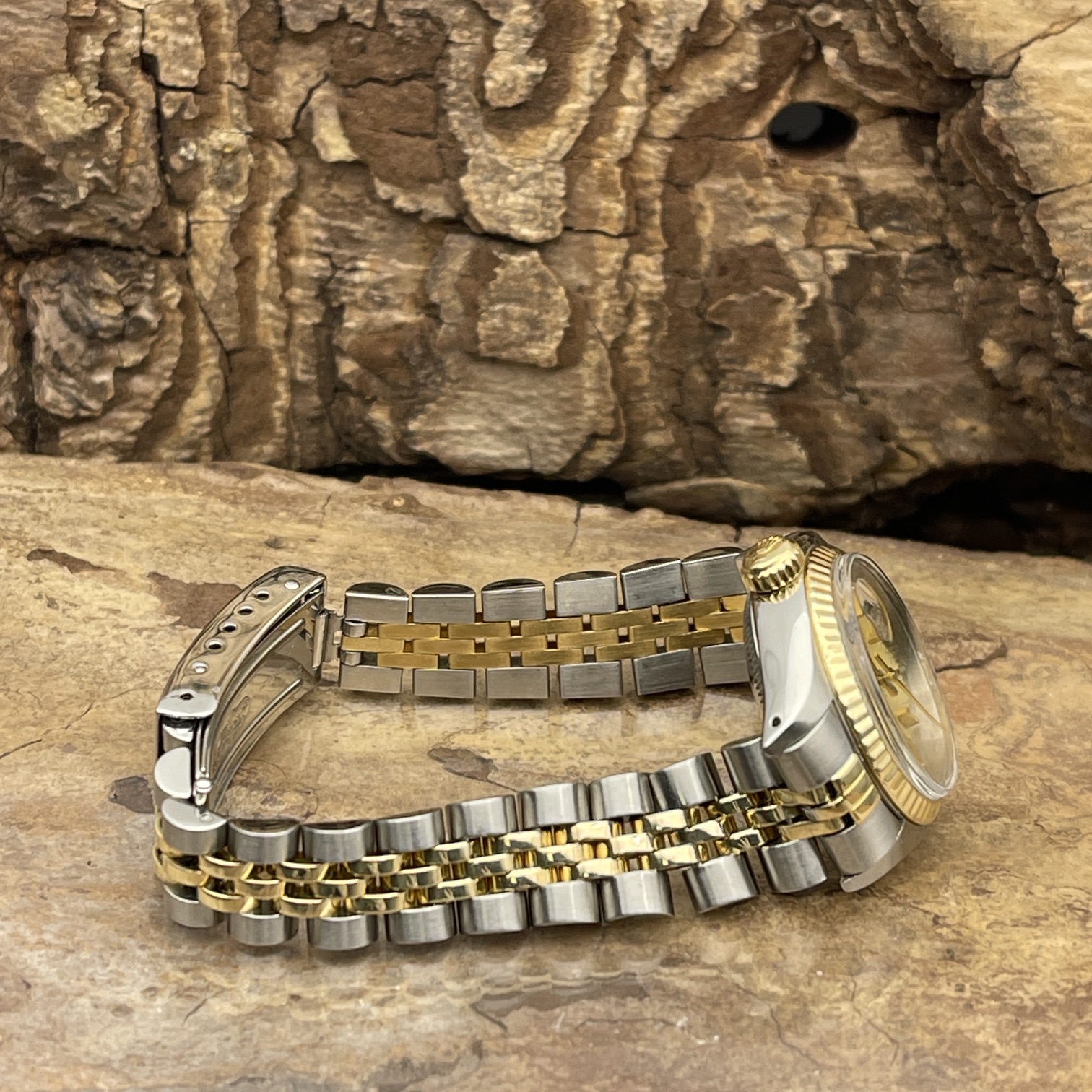 Rolex - Oyster Perpetual Datejust Lady 26 - Vintage - Ref. 6917 , in guter Zustand mit goldenes Zifferblatt , Vintage - Edelstahl Gelbgold 18kt Jubileeband