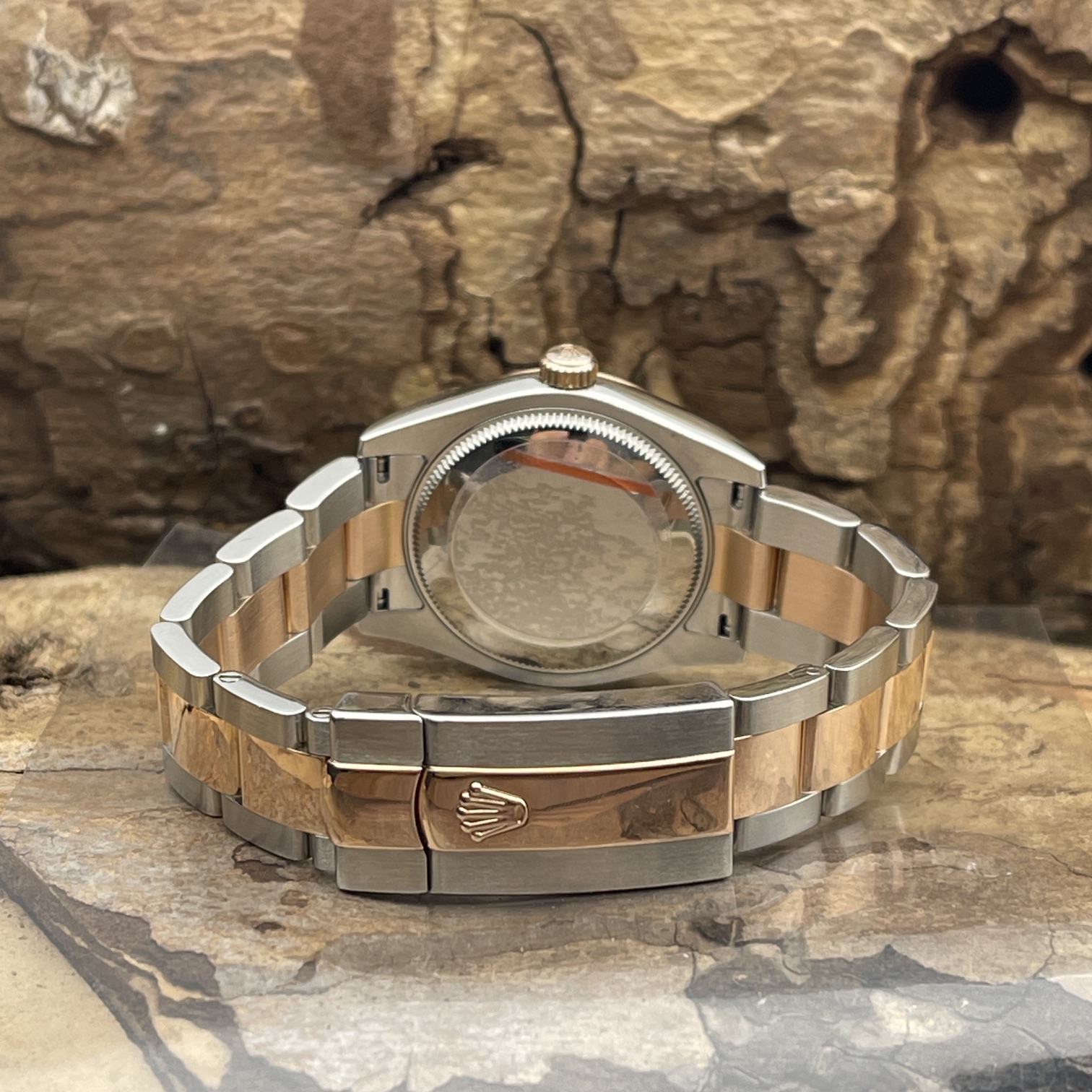 Rolex - Datejust 31 - Factory Dia Dial - Ref. 178271, Stahl-Rosegold, Rosezifferblatt mit Diamanten, sehr guter Zustand - Rückseite, Gehäuseboden, Faltschließe