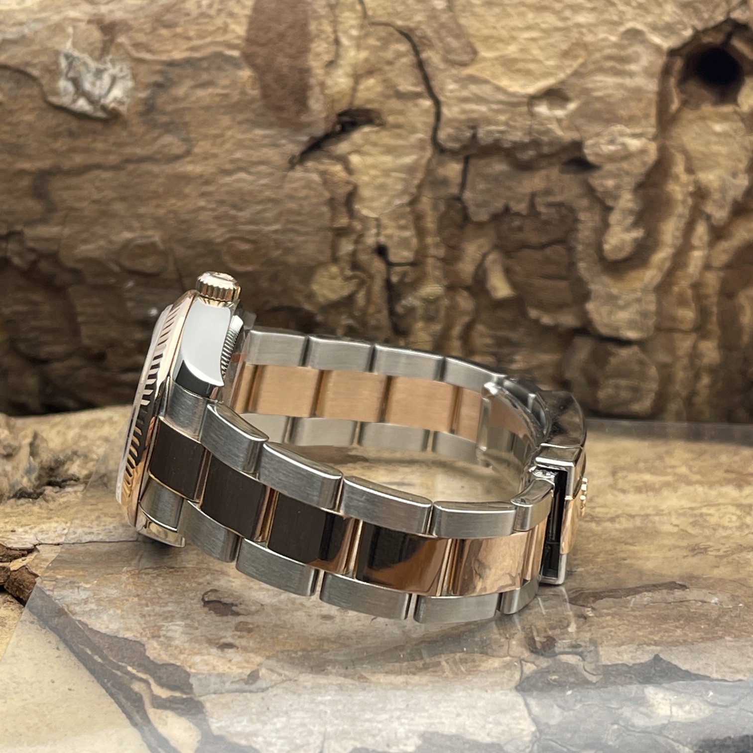 Rolex - Datejust 31 - Factory Dia Dial - Ref. 178271, Stahl-Rosegold, Rosezifferblatt mit Diamanten, sehr guter Zustand - Stahl-Rosegoldband der Uhr