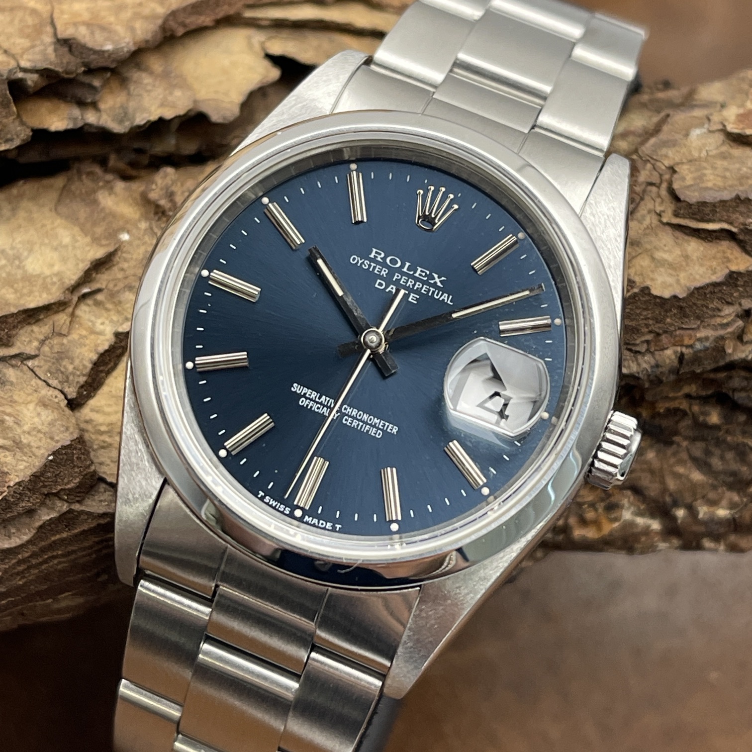 Rolex - Date 34 Stahl - blaues Tritium-Blatt - Ref. 15200