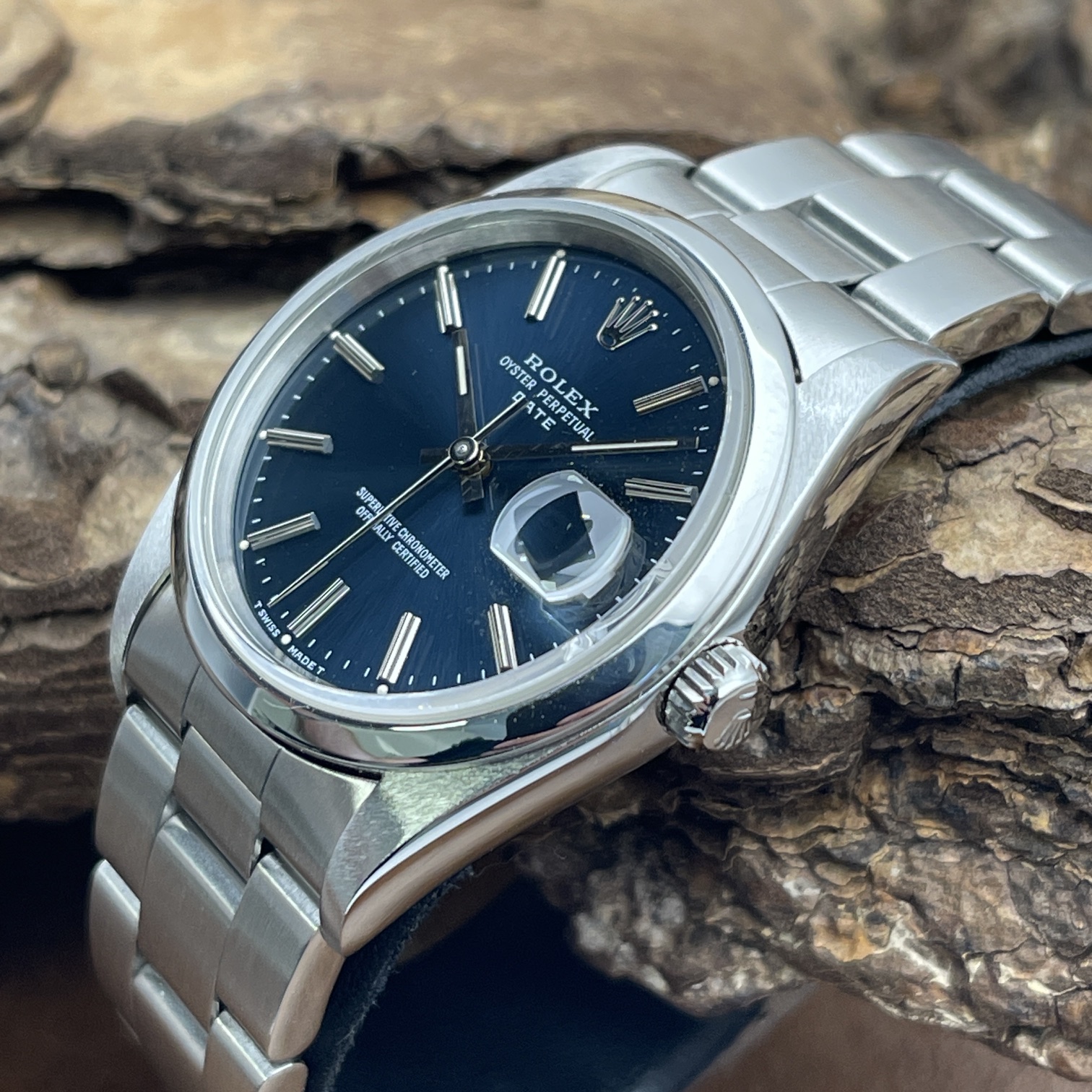 Rolex - Date 34 Stahl - blaues Tritium-Blatt - Ref. 15200