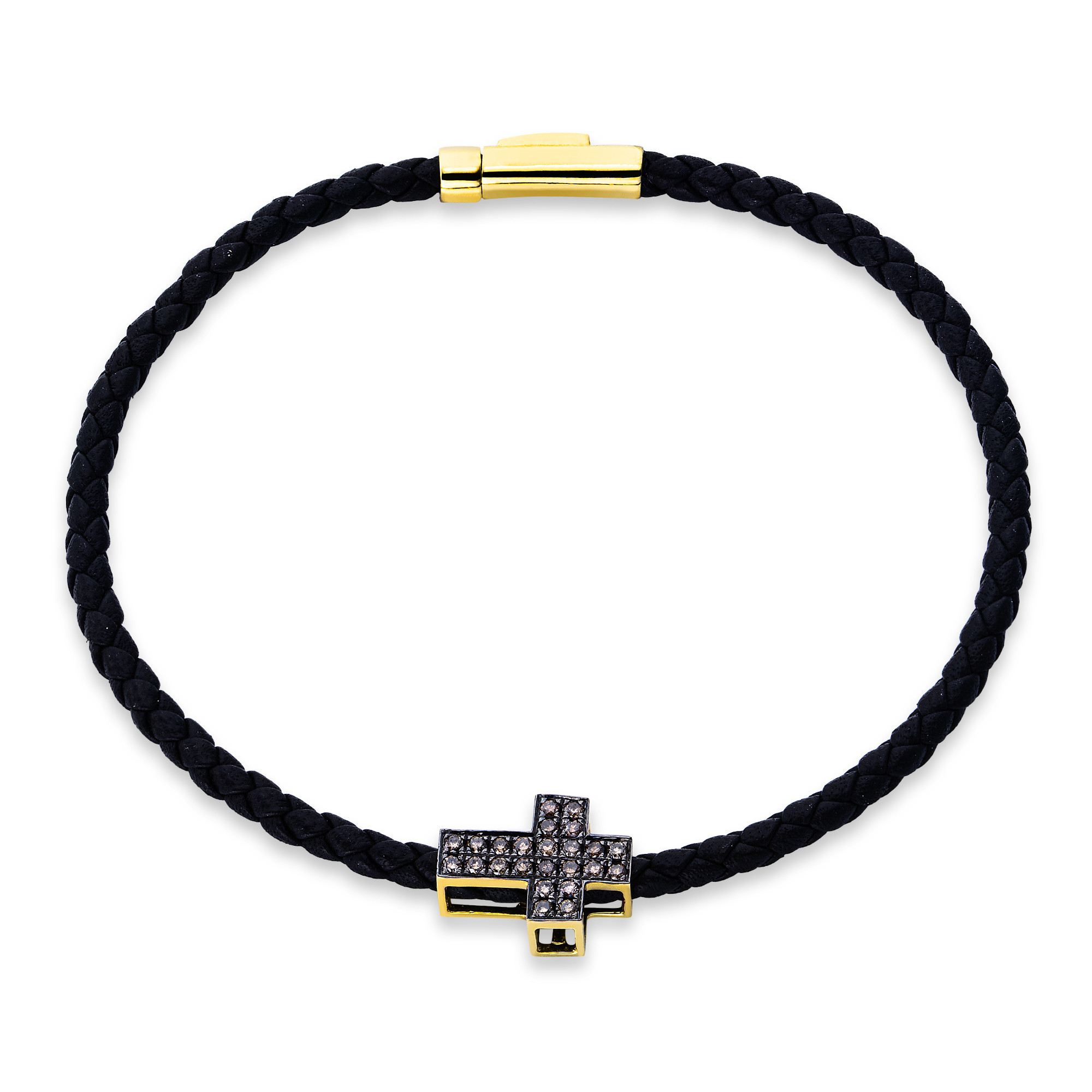 Herren Armband mit 18 Gelbgold KREUZ und 24 Brillanten ca. 0,21 ct