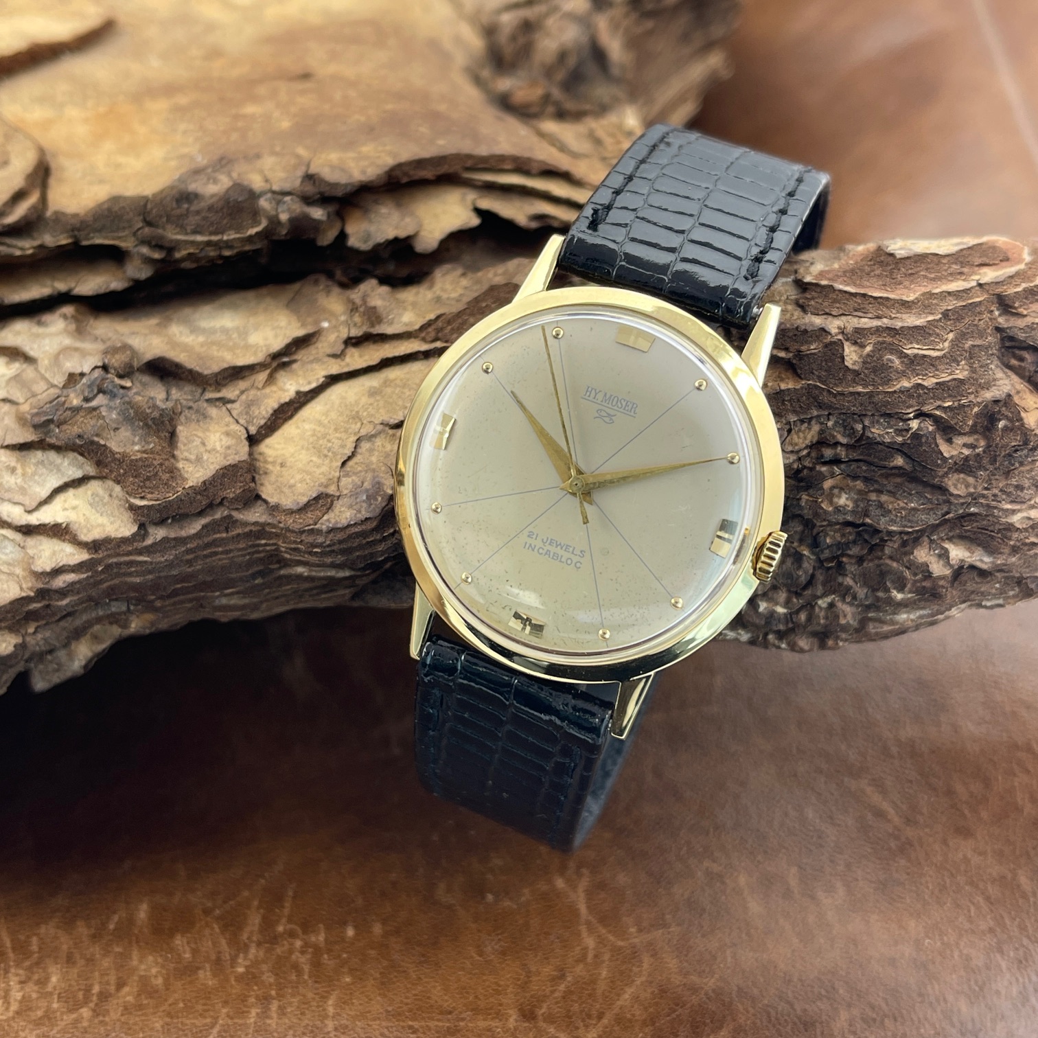 HY. Moser - 21 Jewels Dresswatch - 18 Kt Gelbgold - 14,02g