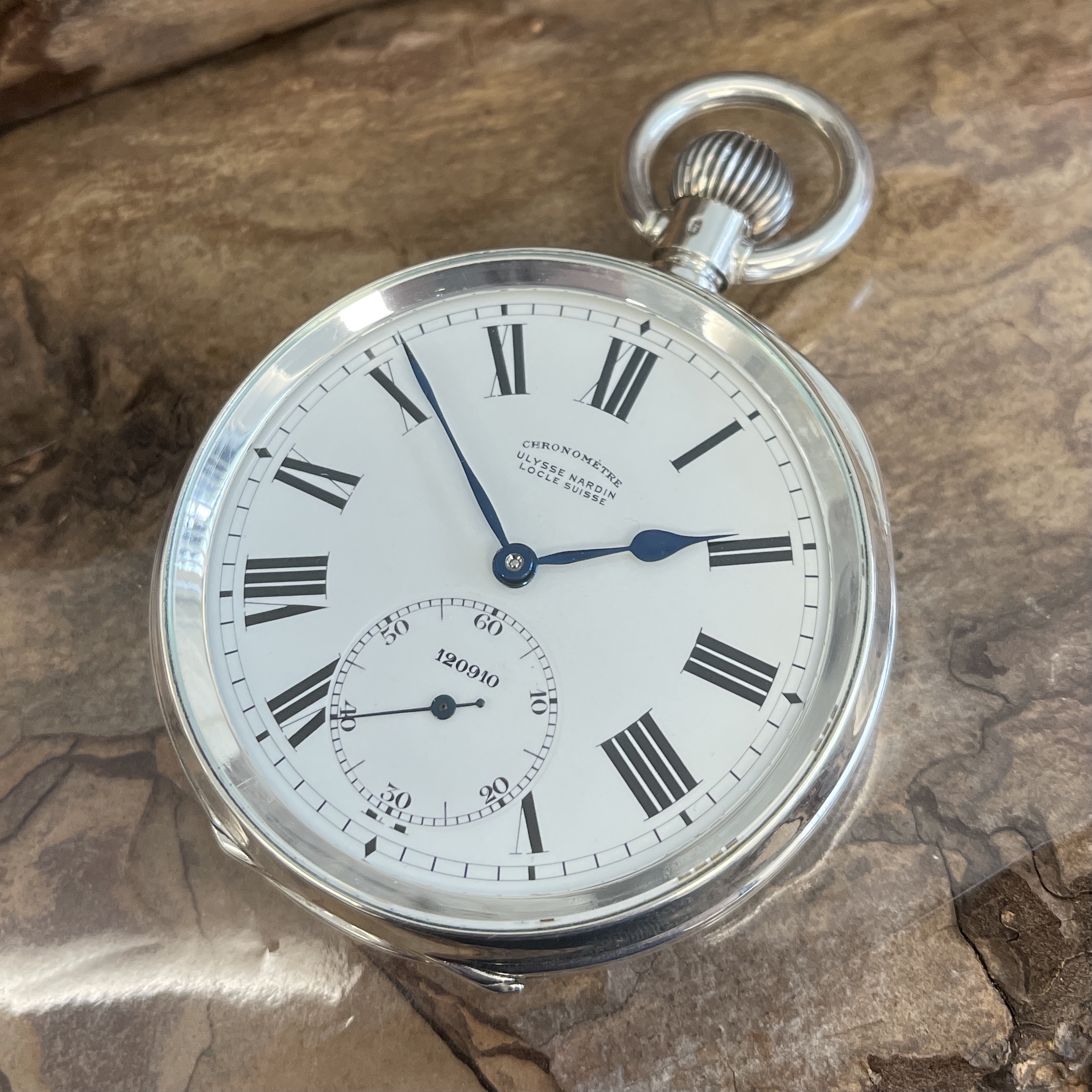 Ulysee Nardin Taschenuhr Beobachteruhr Deutsche Marine ca. 1940er, Sehr guter Zustand, Detailansicht der Uhr