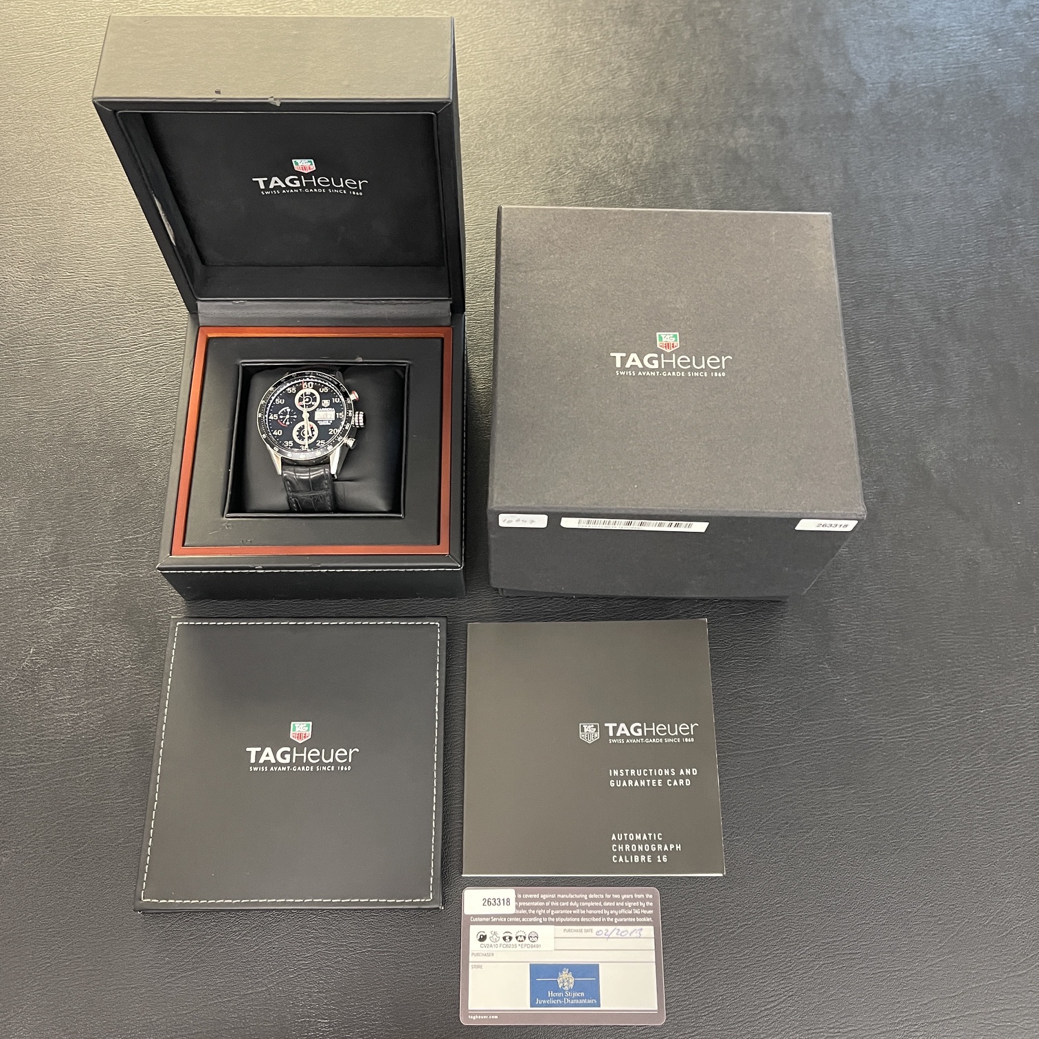 Tag Heuer Carrera Cal. 16 Chronograph FULL SET Ref. CV2A10.FC6235